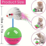 Interactive Tumbler Mouse Ball Cat Toy with Feather Tail