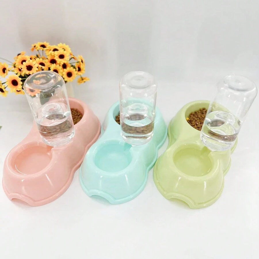 Cat Face Water Dispenser With Bowl And Bottle