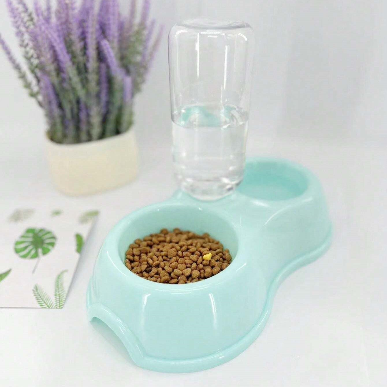 Cat Face Water Dispenser With Bowl And Bottle