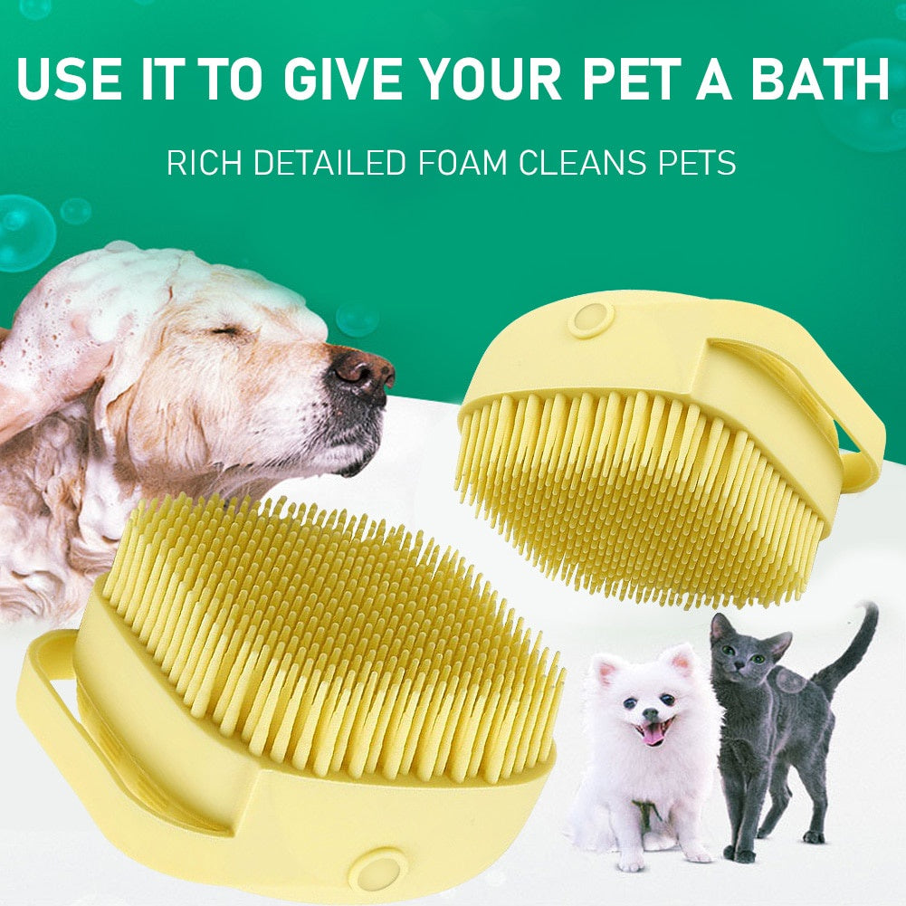 Luxury Pet Spa Silicone Massage Brush with Built-in Shampoo Dispenser