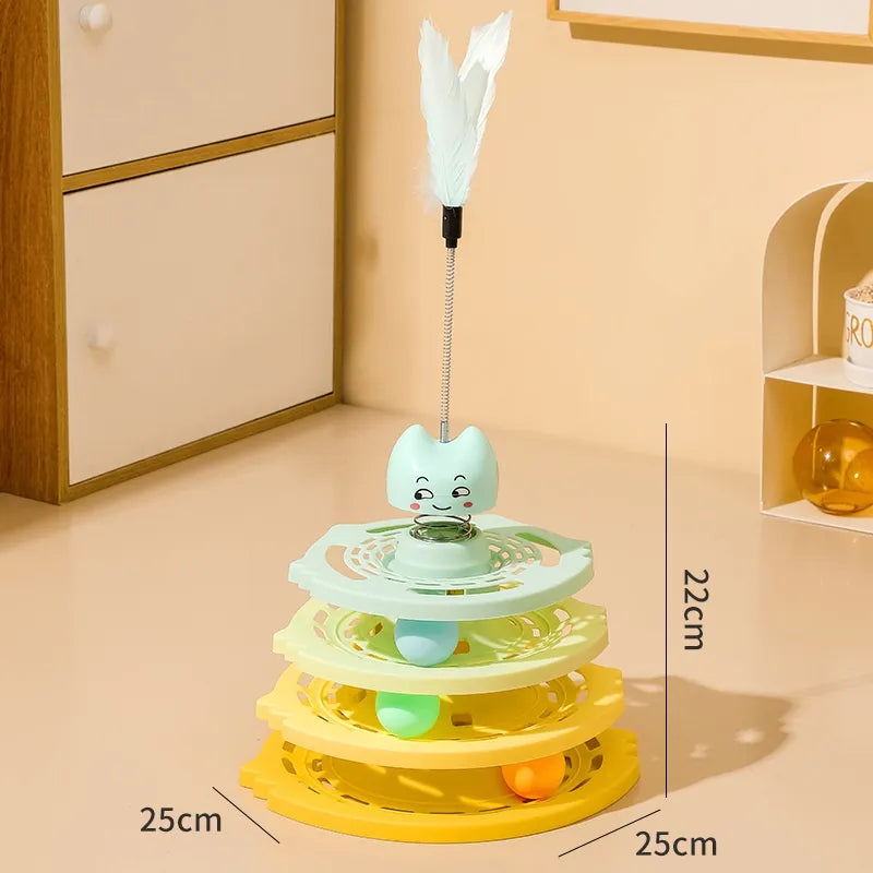 Cat Interactive Feathered Four-Level Tower of Tracks