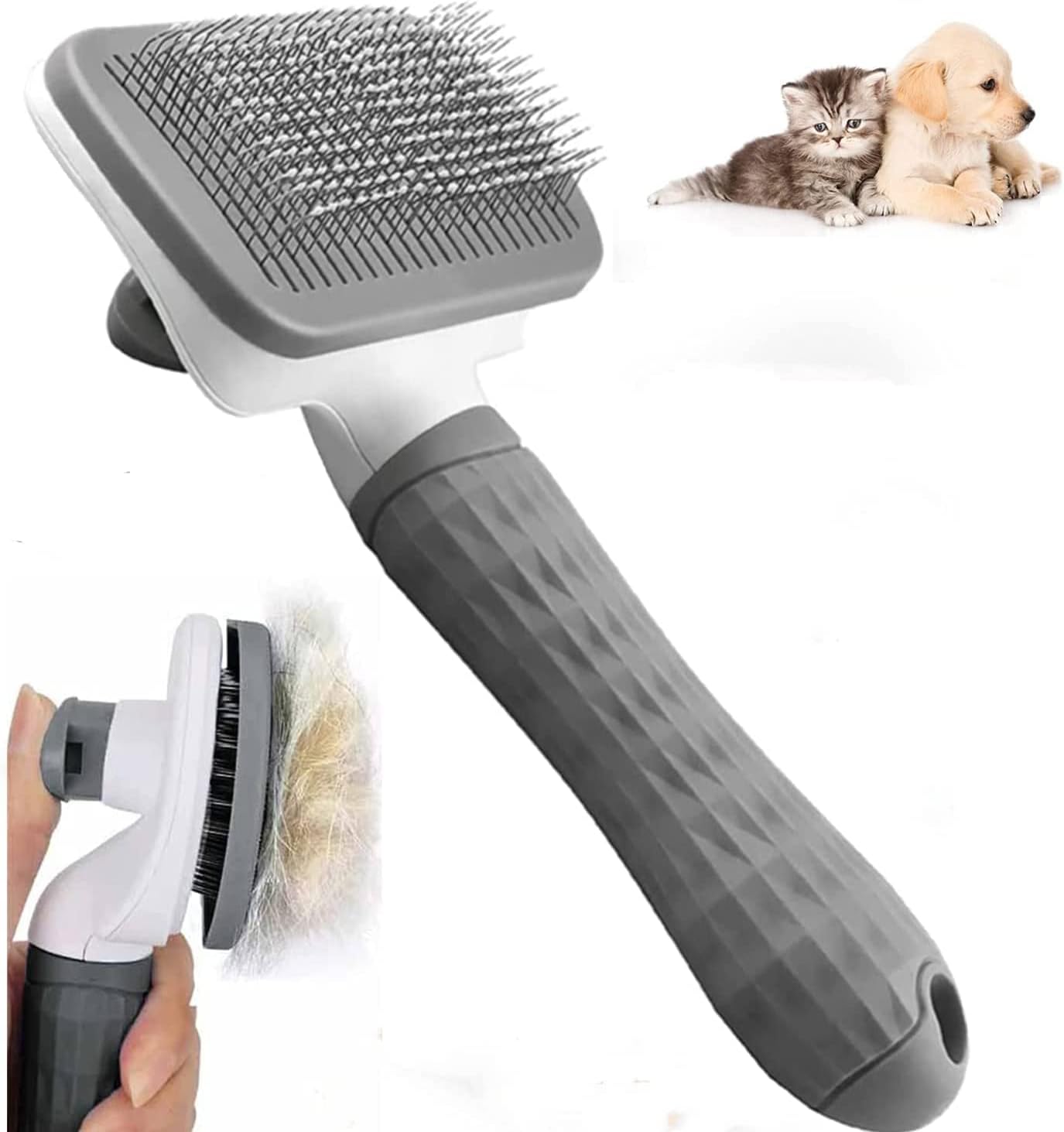 Interactive Square Button Brush for Cats and Dogs