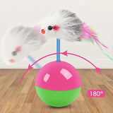 Interactive Tumbler Mouse Ball Cat Toy with Feather Tail