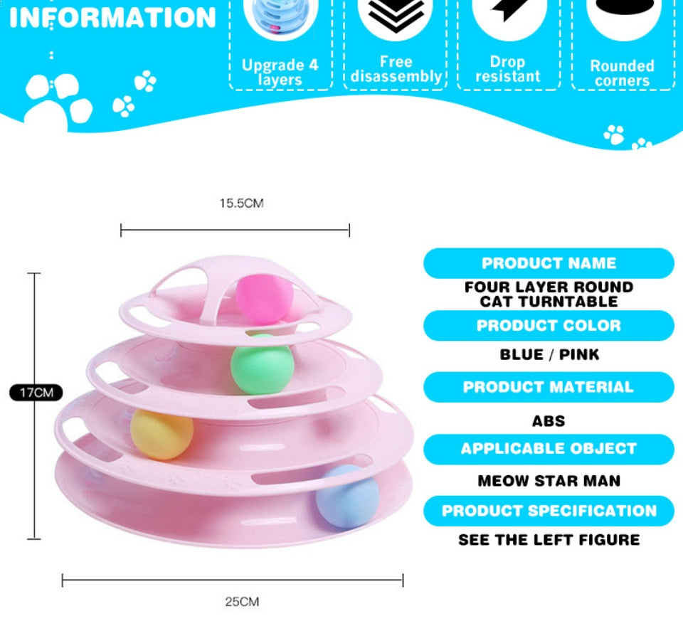 Cat Turntable Interactive Four-Level Tower of Tracks