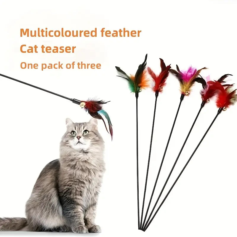 Interactive Cat Toy Teasing Stick With Feather Bird