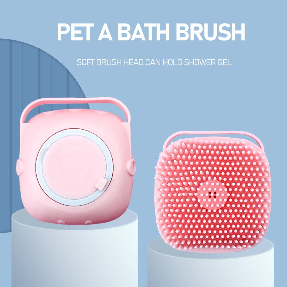 Luxury Pet Spa Silicone Massage Brush with Built-in Shampoo Dispenser