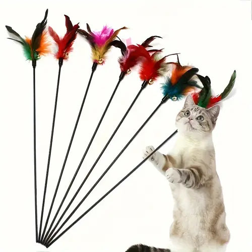 Interactive Cat Toy Teasing Stick With Feather Bird