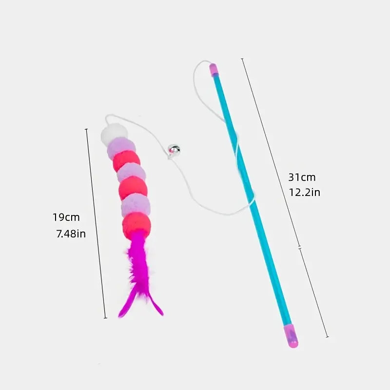 Interactive Cat Toy Stick With Elastic Rope