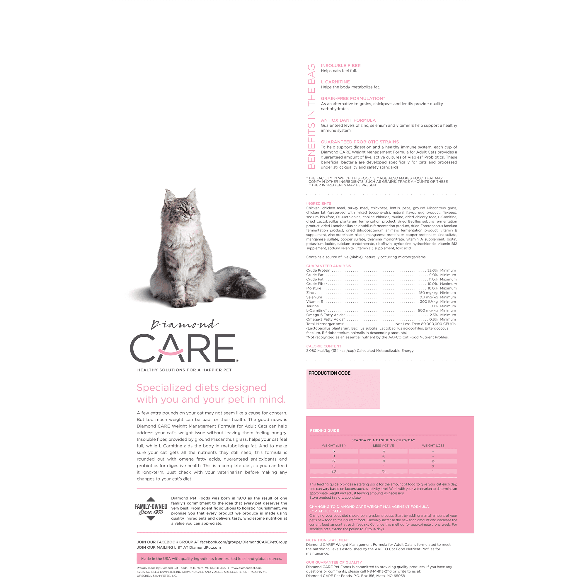 DIAMOND CARE WEIGHT MANAGEMENT FORMULA FOR ADULT CATS