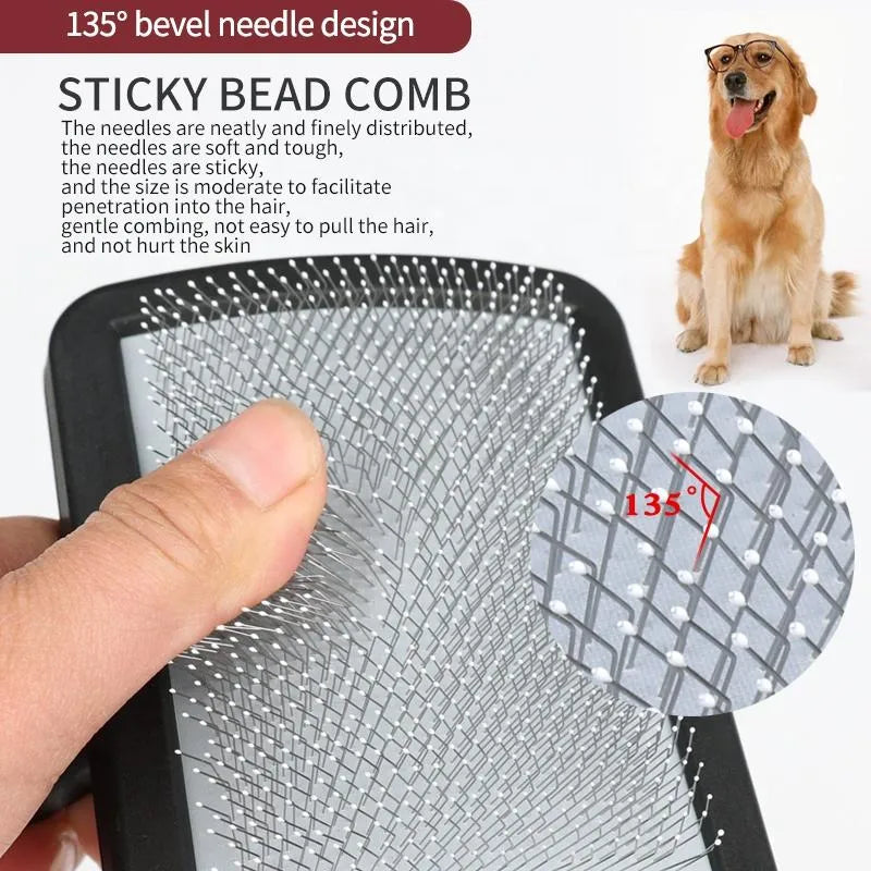 Interactive Black Slicker Brush for Dog and Cat