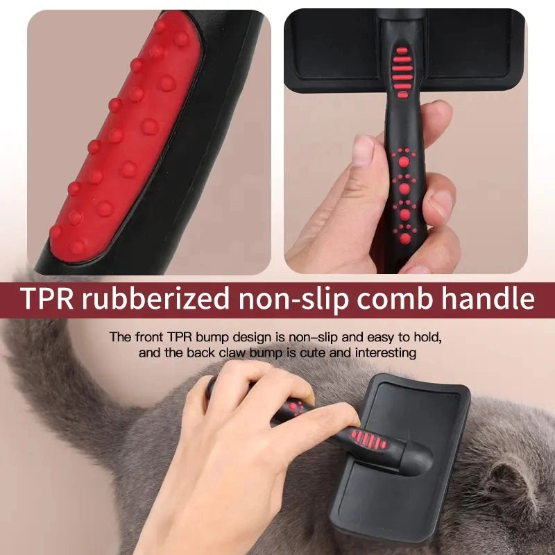 Interactive Black Slicker Brush for Dog and Cat