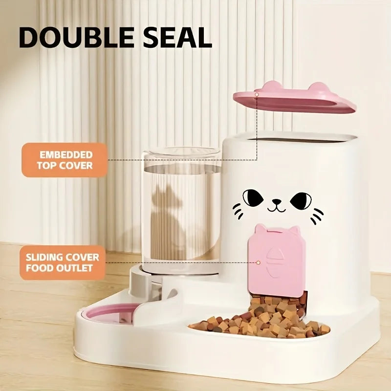 Water and food dispenser for cat
