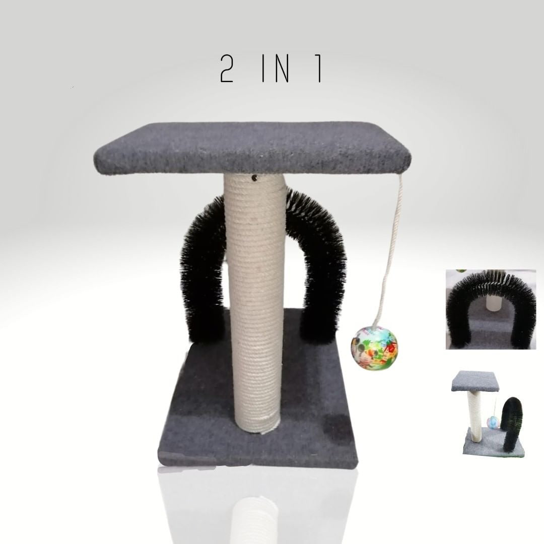 Cat Scratch Post With Arch Groomer Brush