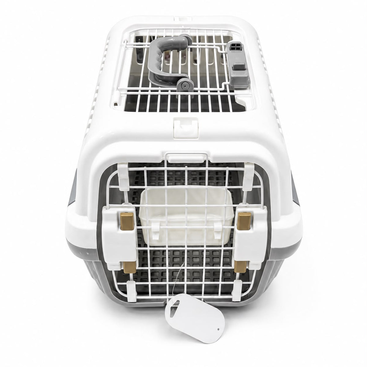 Pet Master™Wire Mesh Skylight Pet Travel Case With Plate&Bowl
