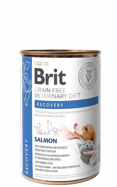 Brit Veterinary Diet Recovery Tin with Salmon for Cats and Dogs 400g