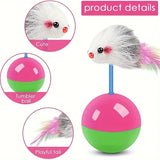 Interactive Tumbler Mouse Ball Cat Toy with Feather Tail