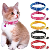 Adjustable Cat Bell Collar with Paw Print Design