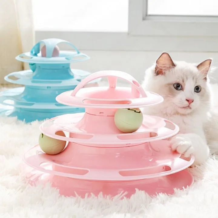 Cat Turntable Interactive Four-Level Tower of Tracks