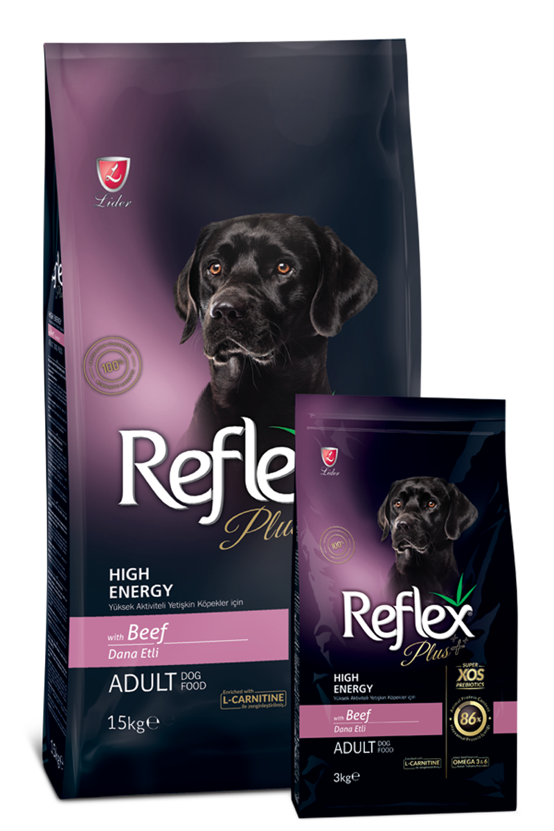 Reflex Plus High Energy Adult Dog Food with Beef