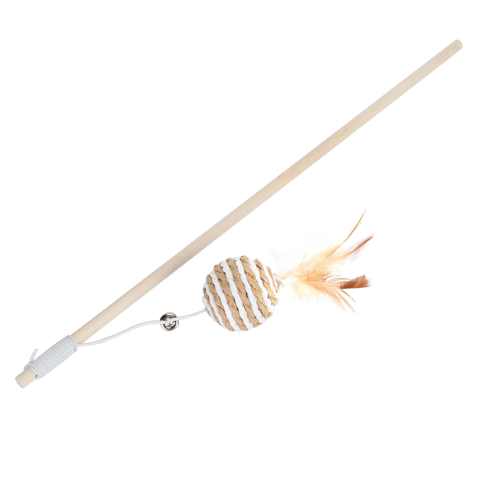 Plastic Cat Teaser Toy Stick With Round Feather Ball