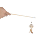 Plastic Cat Teaser Toy Stick With Round Feather Ball